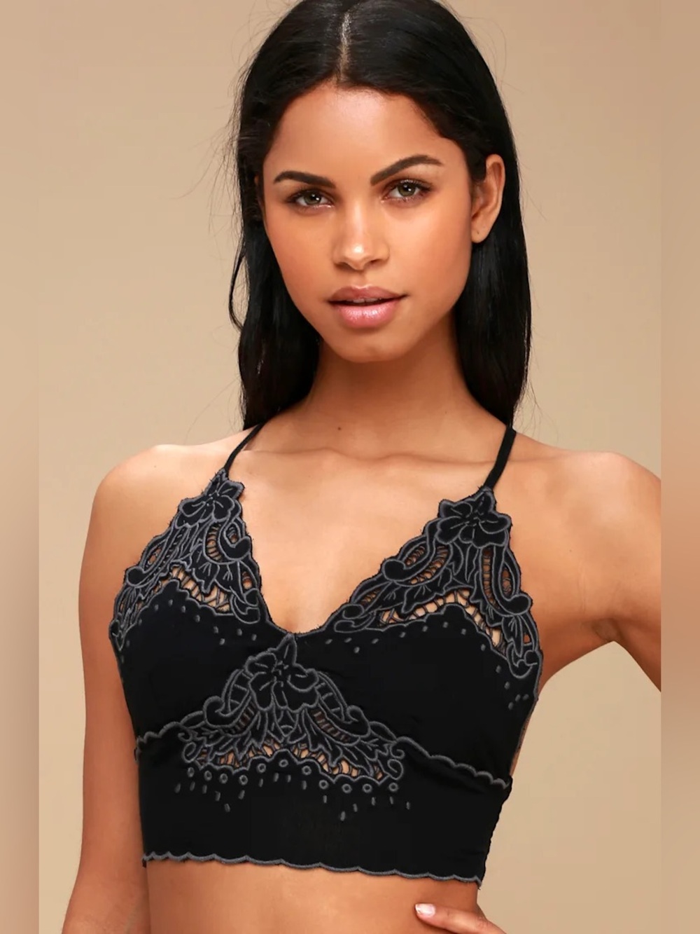 Free People Black Lace Bralette Tank L - Picture 4 of 7